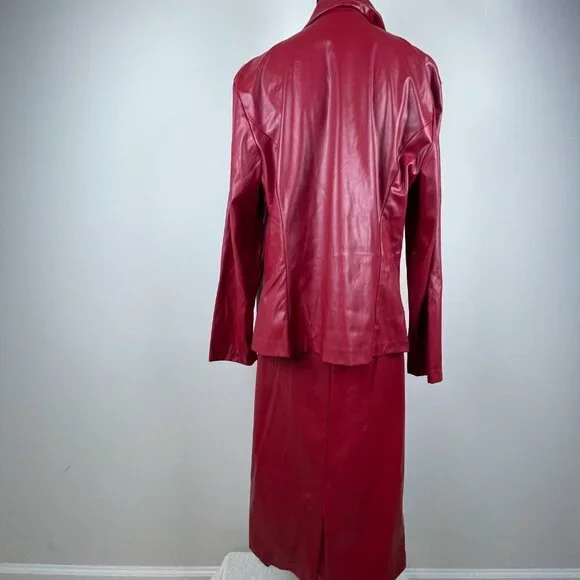 Ashley Stewart Red Faux Leather 2 piece Set Size 18/20 - Picture 6 of 13